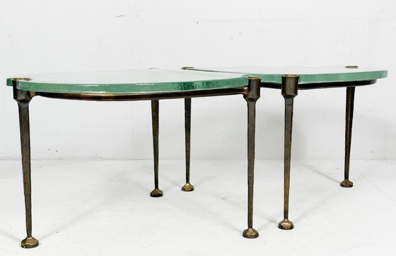 Image 1 of Set di 2 tavolini laterali/tavolini da caffè brutalisti degli anni '80 di Lothar Klute, Germania