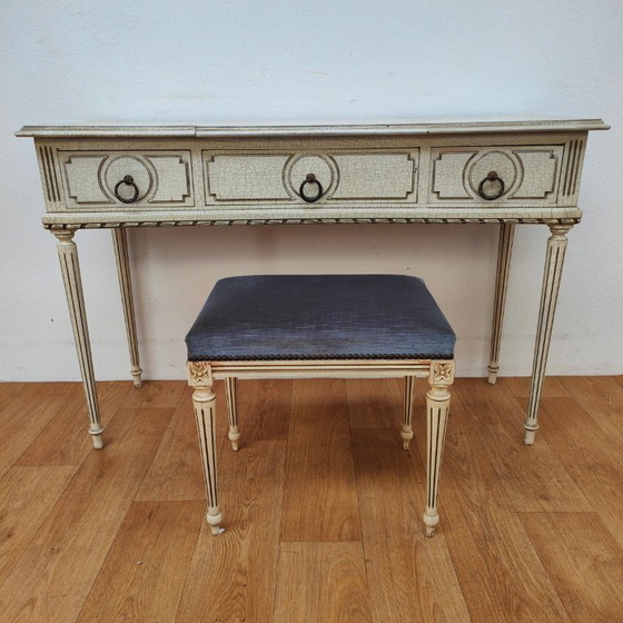 Image 1 of Vintage kaptafel sidetable make up tafel bureau met spiegel