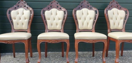 4 barok eetkamer stoelen leder