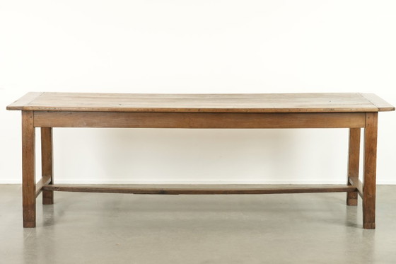 Image 1 of Large antique French farmhouse dining table made of oak from the early 1800s