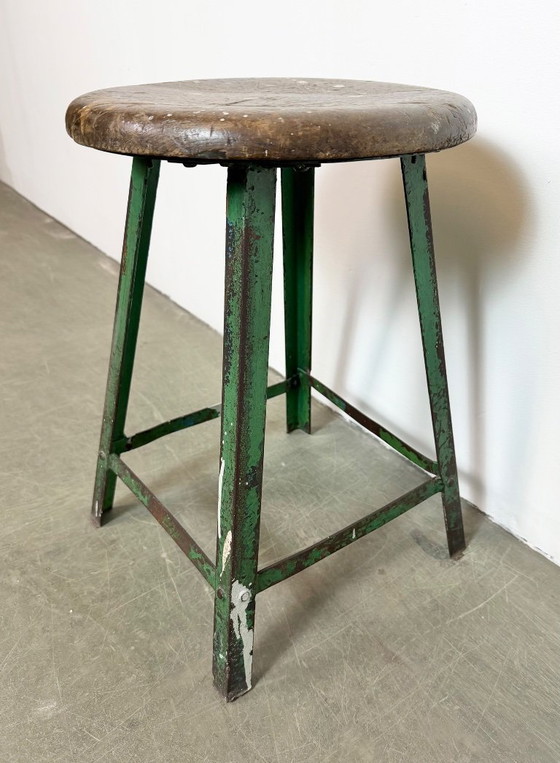 Image 1 of Green Industrial Workshop Stool, 1960s