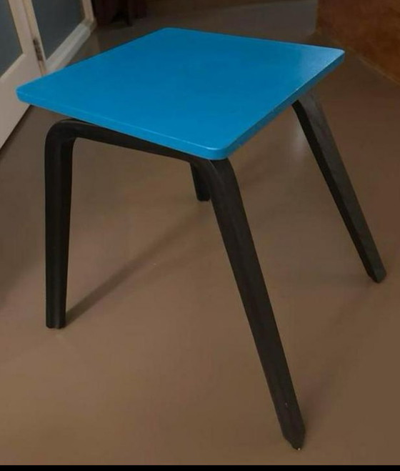 Image 1 of Stylish wooden blue and black side table