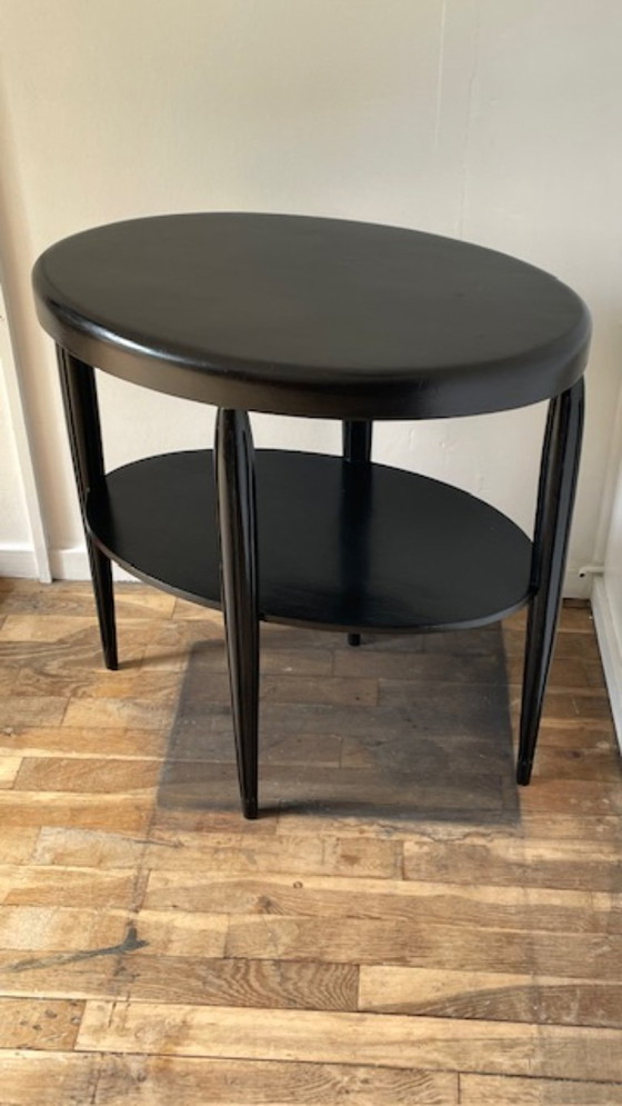 Image 1 of Art Deco Black Wood Console Table