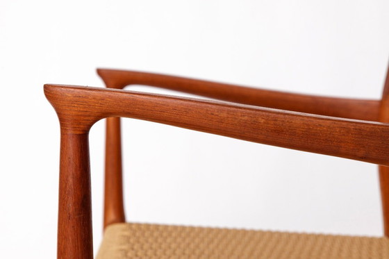 Image 1 of Fauteuil Niels Otto Møller n° 56 – Teck et corde danoise – 1954 – Style danois moderne du milieu du siècle – Restauré avec répar