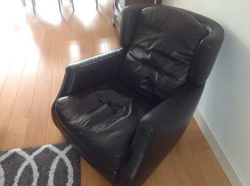 Natuzzi Amadeus zwart lederen fauteuil 