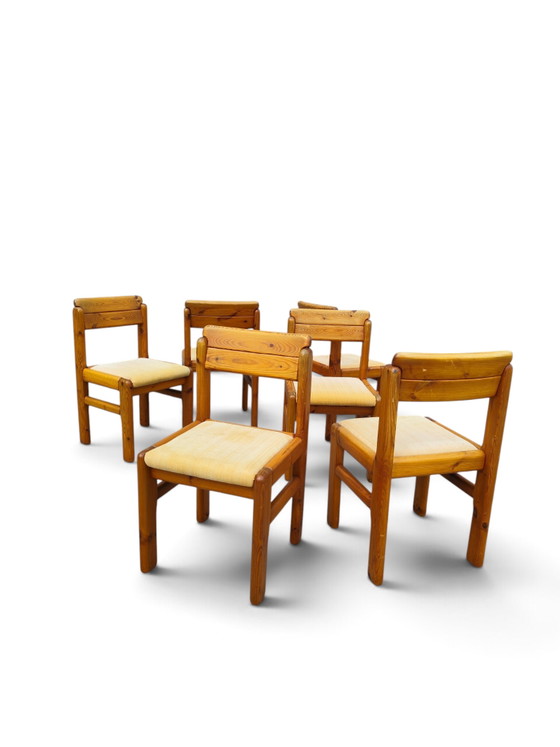 Franse grenen eetkamerstoelen uit de jaren 70 – Textile, Wood (photo 8 of 12)
