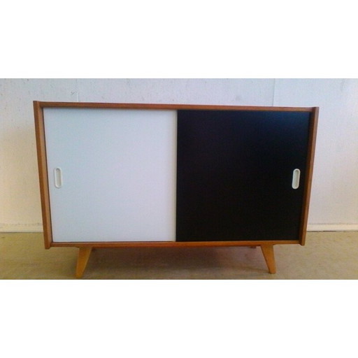 Vintage black and white oak sideboard by Jiroutek interier, 1960