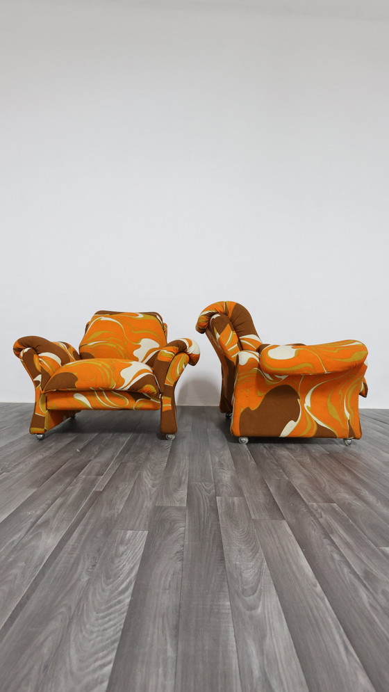 Image 1 of Guarnacci Padovano Vagnoni Paar 1-zits fauteuils Mod. Ionica-ontwerp jaren 70