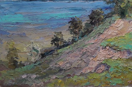 Dipinto a olio originale Paesaggio fluviale Montagna – Dipinti e disegni, Canvas (photo 6 of 8)