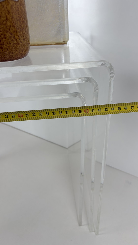 Image 1 of 3 x Vintage lucite perspex plexglass nesting tables mimi set