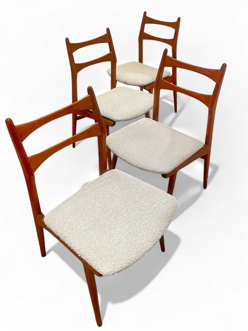4 x Habeo Boomerang vintage teak dining chairs
