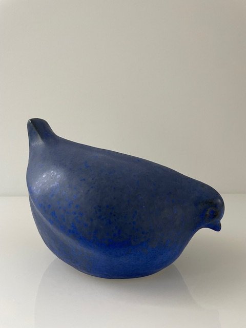 Scultura di uccello stilizzato - Ceramica blu zaffiro - Design scandinavo