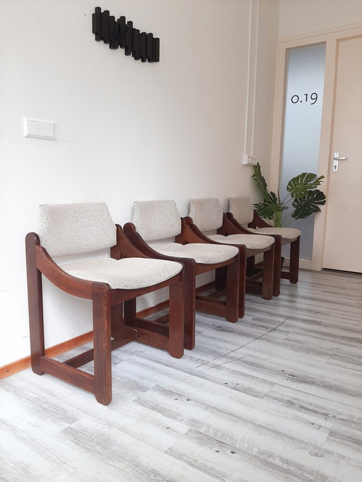Four Mid - Century dining chairs brutalism