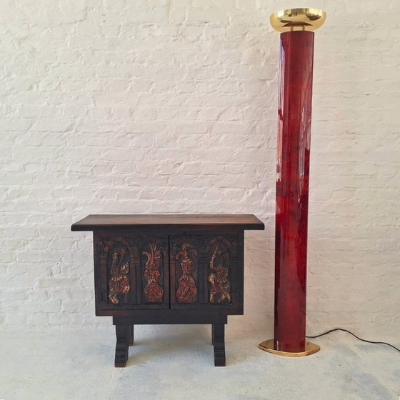 Artes de México Consolle / Credenza Coloniale Spagnola Intagliata e Dipinta, Anni '40 – Credenze con vetrina (photo 14 of 14)