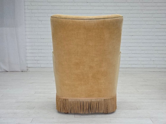 Image 1 of 1970s, Danish armchair, original light green furniture velour.