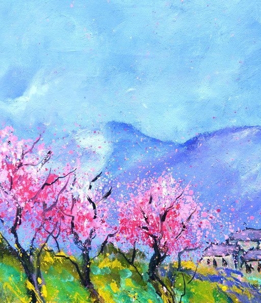 Blooming Cherrytrees in Provence – schilderijen tekeningen, Canvas (photo 2 of 5)