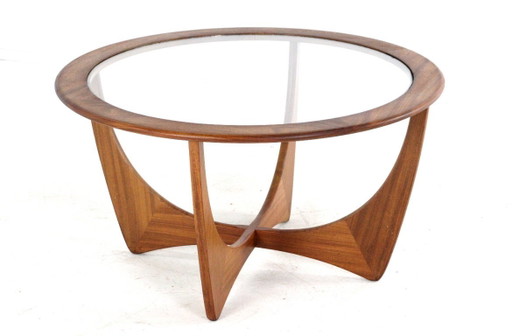 Tavolino rotondo Viktor Wilkens G Plan Astro con piano in vetro vintage 'Ludlow'