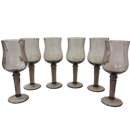 Bicchieri da vino con stelo in stile moderno di metà secolo - Set da 6