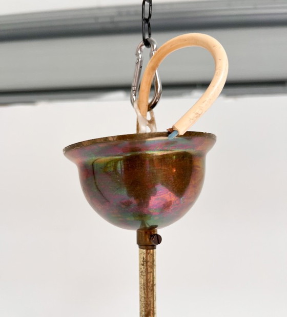 Image 1 of Curved glass Art Deco pendant lamp, 1930s