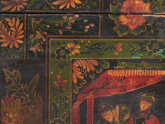 Baule antico dipinto in legno di pino – Cina, circa 1900 – Armadi contenitori, Iron (photo 36 of 40)