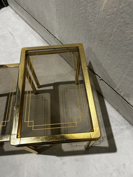Vintage Nestingtables Italian Design – Mid Century Modern, Bijzettafels, Glass, Metal (photo 5 of 7)