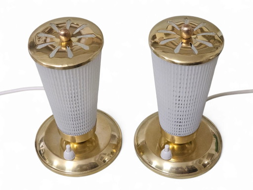 Pair of Elegant Table Lamps / Bedside Lamps, 1950s – tafellampen, Metal, Brass (photo 2 of 8)