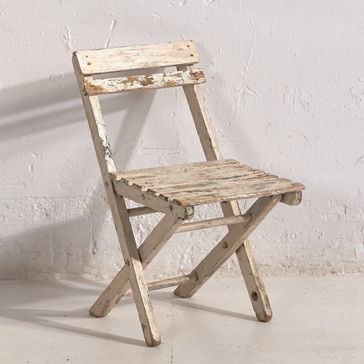 Petite chaise pliante vintage blanche (France, c.1950)