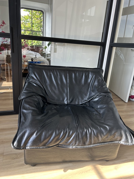 Image 1 of Mooie zwart leren fauteuil