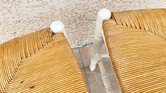 Image 1 of Paire de CHAISES Paillées BLANCHES Vintage