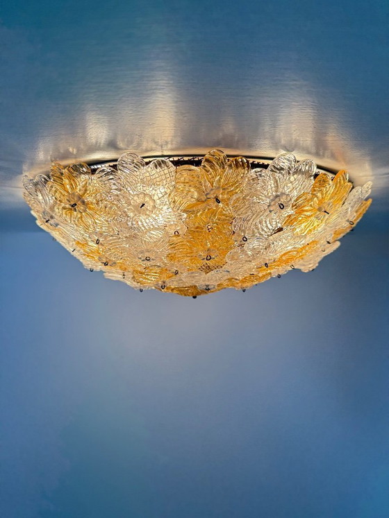 Image 1 of Barovier & Toso Wall Sconce / ceiling lamp , Millefiori flowers , Italy , 1970s
