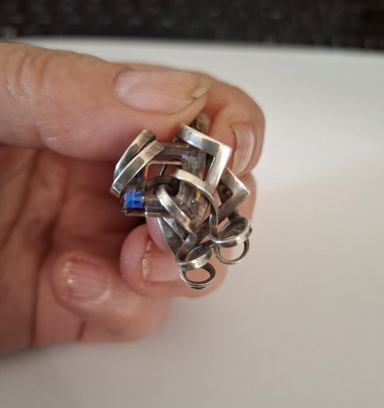 Image 1 of Originele zilveren oorbellen van Ostrowski Design met Swarovski-kristallen.