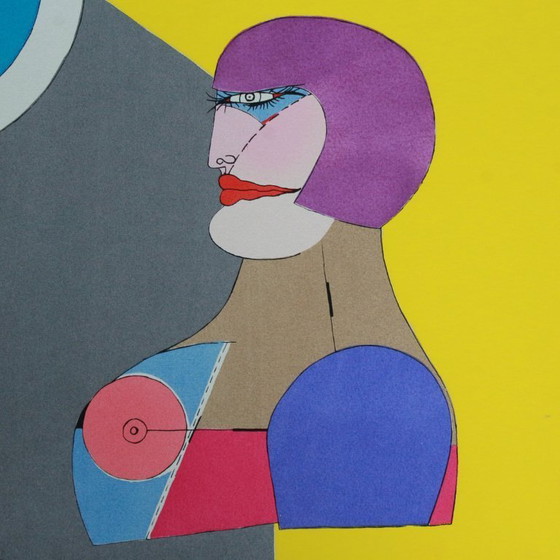 Image 1 of Richard LINDNER, Lithografie, “Exit”, gesigneerd.