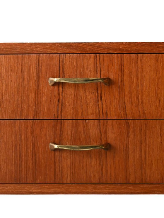 Image 1 of 1950s Scandinavian Teak Nightstand with Brass Handles