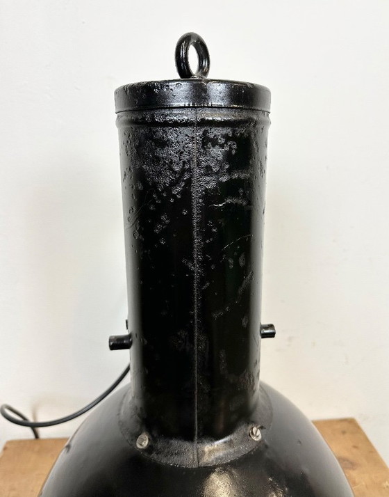 Image 1 of Industrial Black Enamel Factory Hanging Lamp, 1950s