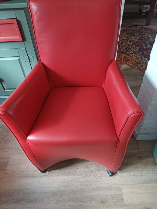 Jess 3 rode leren stoelen met wieltjes