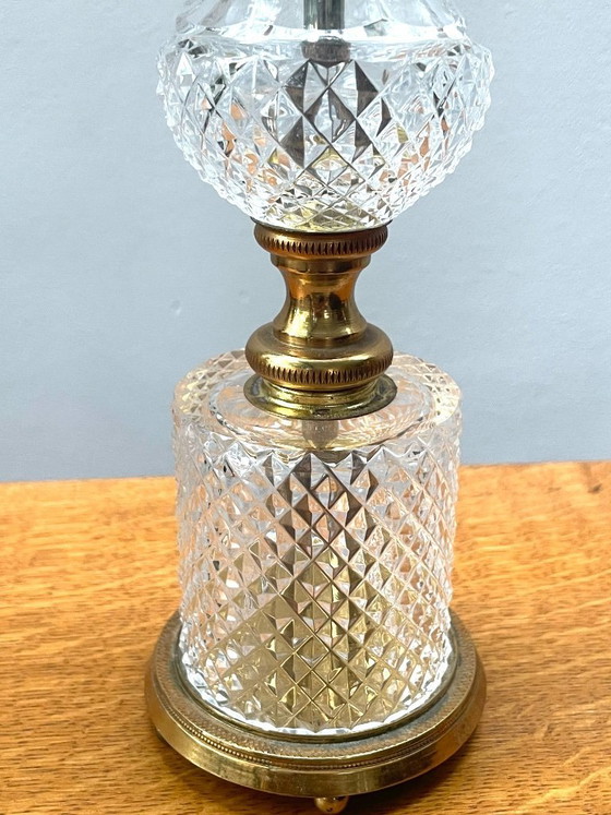 Image 1 of Table lamp in cut glass and brass, circa 1950