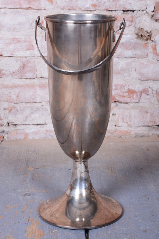 Secchiello champagne Art Déco originale da terra, metallo argentato, Francia, anni '20, Accessori da tavola (foto 4 di 13)