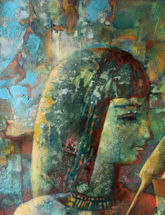 Original Oil Painting Abstract Figurative Girl Gifts to Pharaoh – Paintings & Drawings, Canvas (photo 11 of 13)