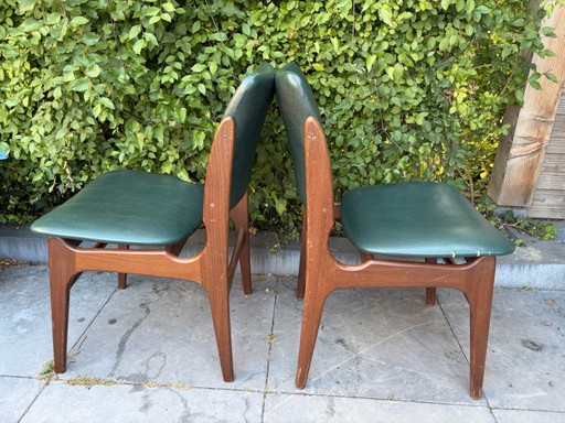 2 chaises danoises vintage Erik Buch années 1960 – eetkamerstoelen, Wood, Skai (photo 2 of 11)
