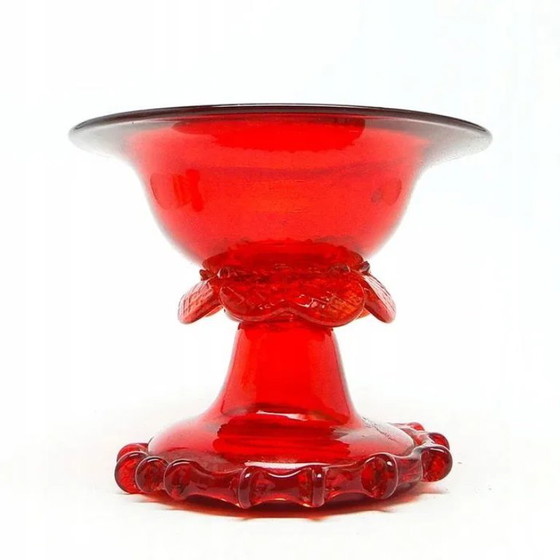 Ciotola Postmoderna su Supporto di Cracow Glassworks, Polonia, anni '70, Ciotole, Vetro, Rosso (foto 10 di 15)