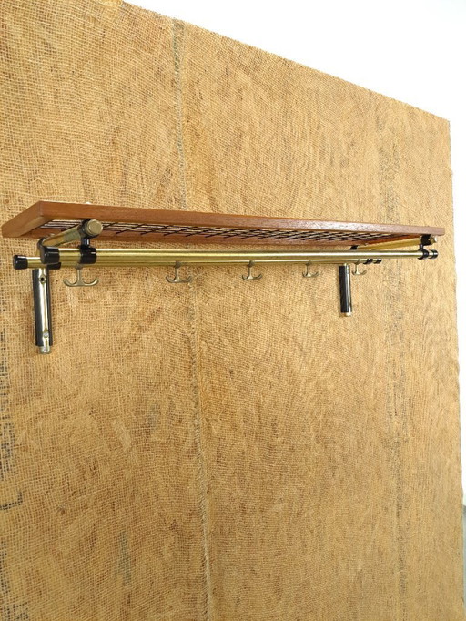 Habo coat rack from Sweden gold with teak wood, no. 8