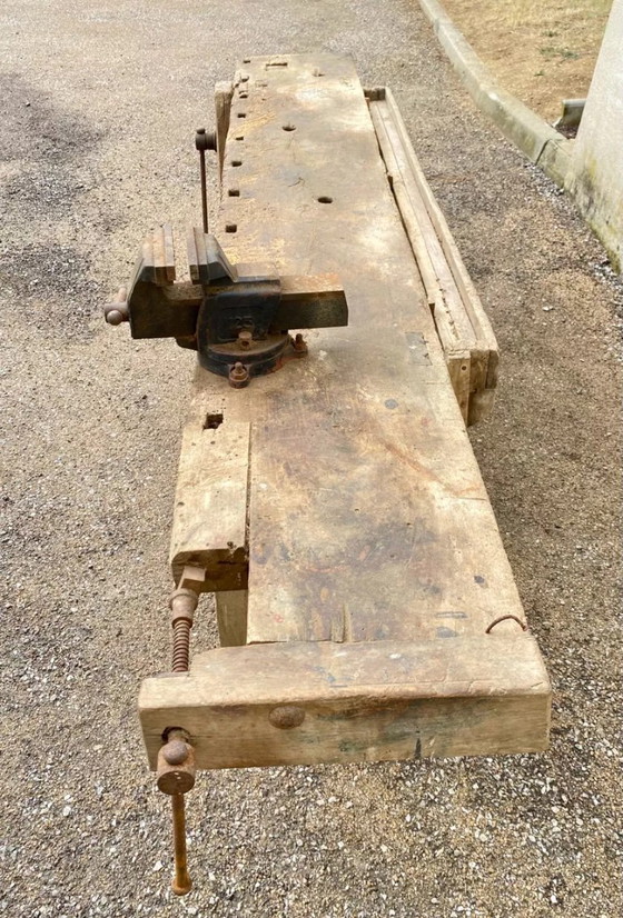 Image 1 of Etabli De Menuisier Français Ancien En Hêtre Massif – Début XXe