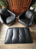 2 x Enzo Luca Archchairs & Leather Ottoman