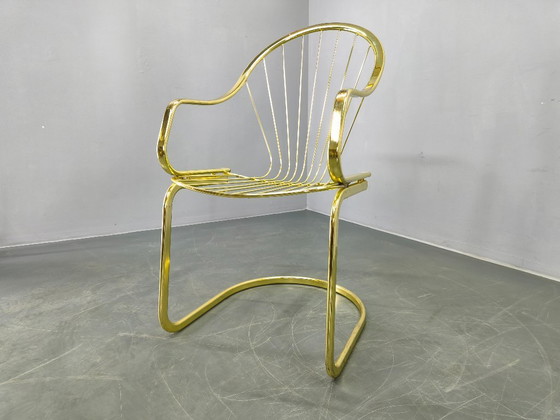 Image 1 of Set of 5 Gastone Rinaldi Brass Dining Chairs for Rima, Italy 1970s