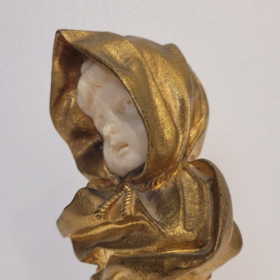 Image 1 of Busto en Crisoelefantina y Mármol, Siguiendo G. de Thouin, Circa 1900 - Francia