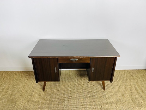 Image 1 of Vintage modernist mahogany desk by Bähre Mignon Möbel, 1960