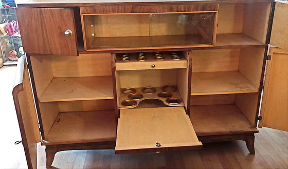 Image 1 of Walnut mini bar from the 1930s, width 149 cm