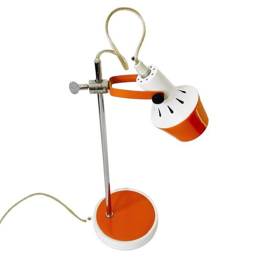 Lampada da scrivania vintage in metallo bianco arancione in stile retrò