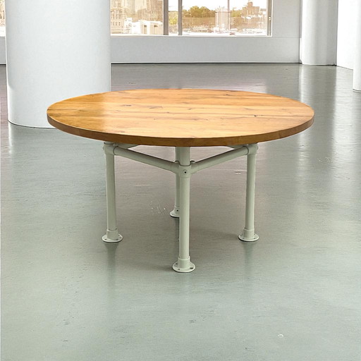 Table à manger en chêne massif 140 cm piètement industriel