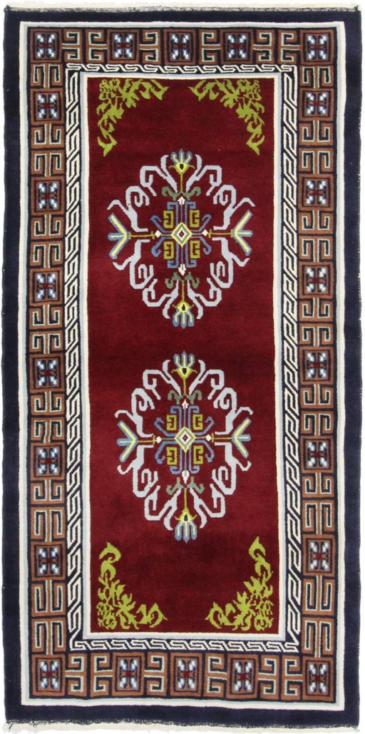 Original Hand-Knotted Old Chinese Peking Art Modern Rug 190 x 90 cm